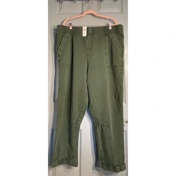 Anthropologie Army Green “Moss” Snap Waist Joggers NWT Size XLP - Picture 5 of 12